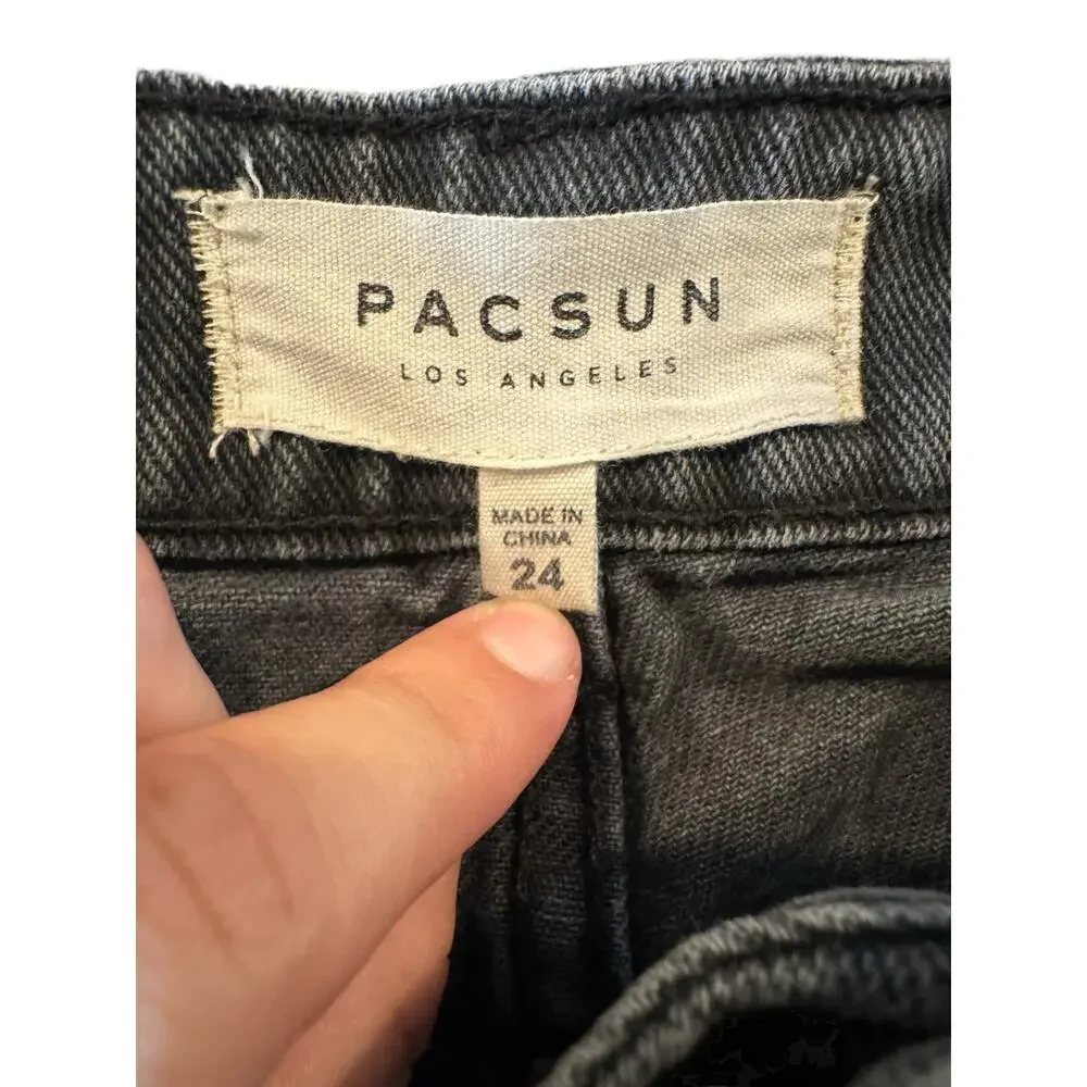 Pacsun Black Denim Lace-Up Mini Skirt | Y2K Grunge High Rise - Picture 5 of 9